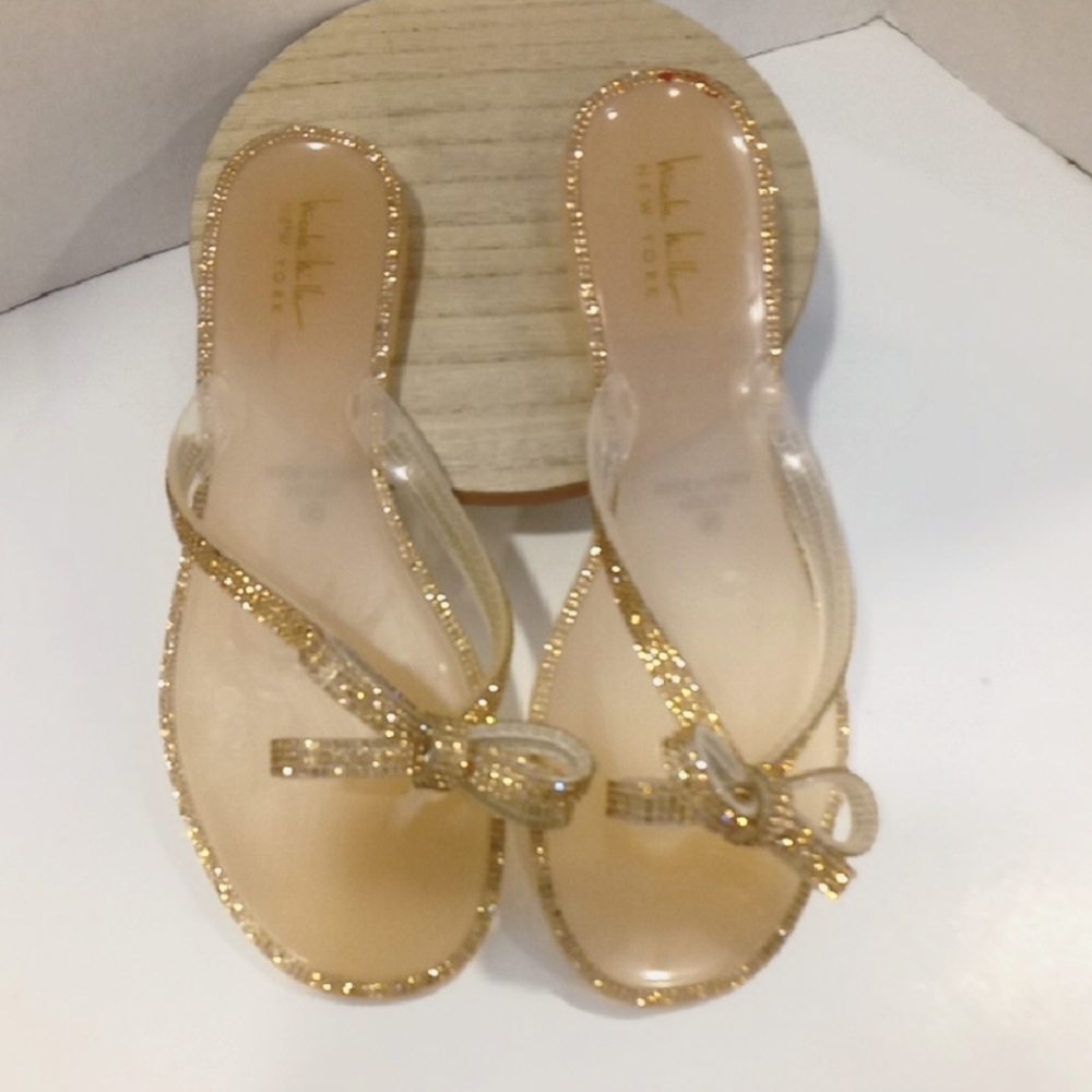 Nicole Miller New York Rose Gold Glitter Sandals Women's Size 10